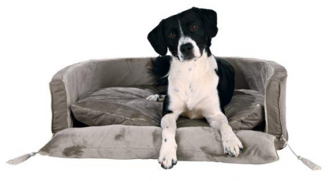 Лежак для животных King of Dogs, серо-коричневый, отстегивающийся бортик, 90х70х25 см