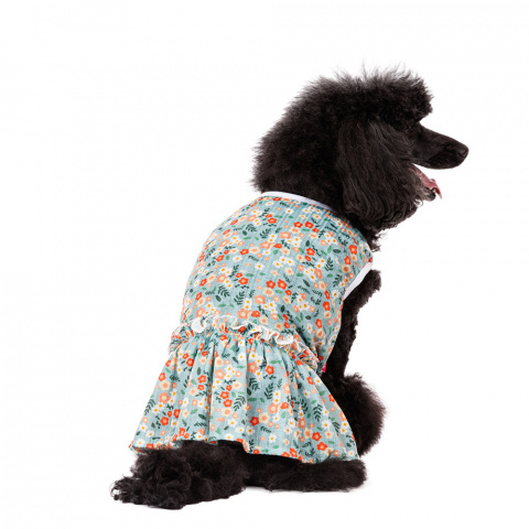 Платье для собак в цветочек M зеленый (девочка) 2