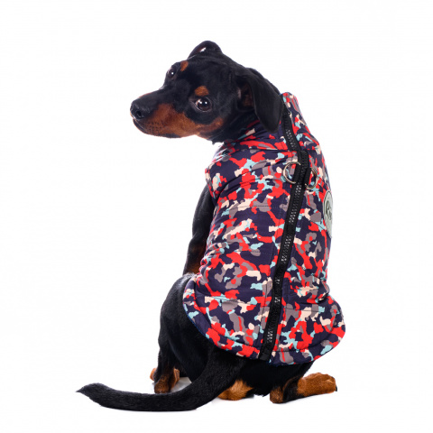 Куртка для собак на молнии красная камуфляж M 8