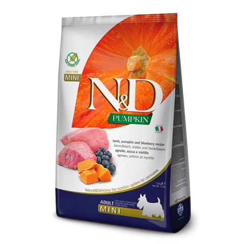 N&D PUMPKIN сухой корм для собак мелких пород, с ягненком, тыквой и черникой, 2,5кг 2