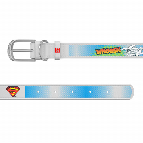 Ошейник WAUDOG Design с рисунком Супермен 2, премиум кожа, металлическаяпряжка (ширина 20 мм, длина 30-39 см) белый 2