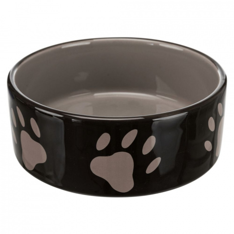 Миска для собак с рисунком Лапка, 0,3 л/ф 12 см, керамика, коричневый/бежевый