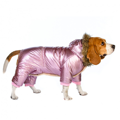 Комбинезон с меховым капюшоном для собак 2XL розовый (девочка)