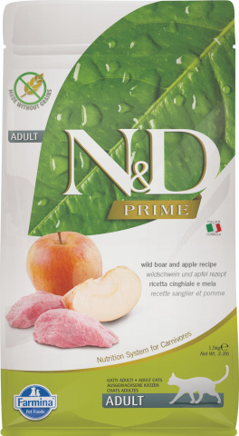 N&D PRIME сухой корм для кошек, с кабаном и яблоком, 1,5кг