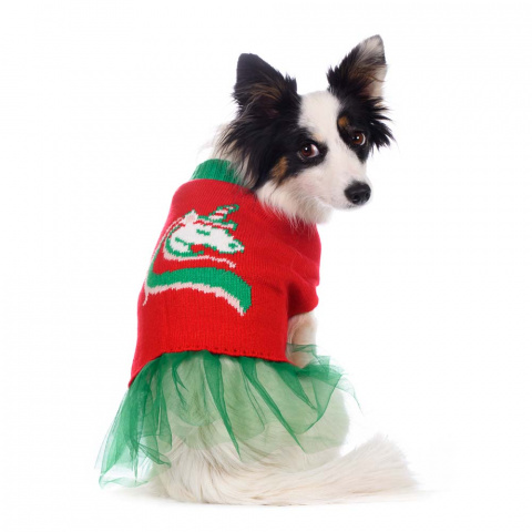 Свитер для собак с пачкой красно-зеленый XL 3