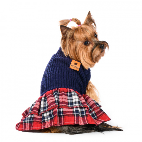 Платье-свитер с юбкой для собак S синий (унисекс)