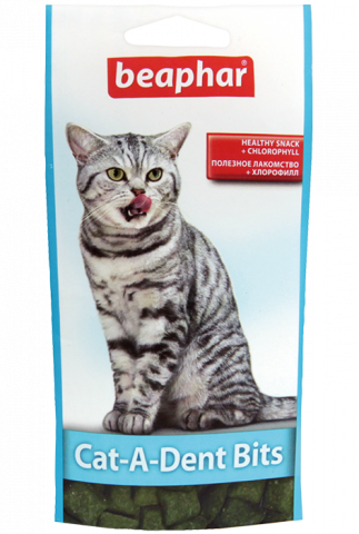 Cat-A-Dent-Bits Лакомство для кошек подушечки для чистки зубов, уп. 35 г