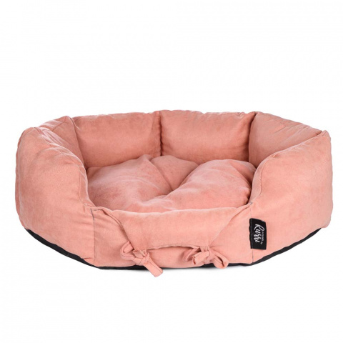 Лежак велюровый круглый №11 для собак и кошек мелких и средних пород, 50х47 см, розовый