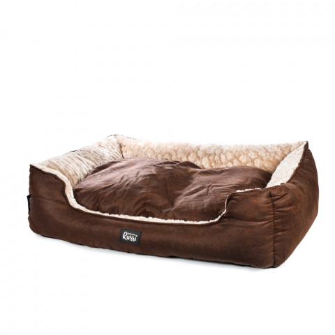 Лежак прямоугольный для кошек и собак, 65x55x18 см, размер M, коричневый 1