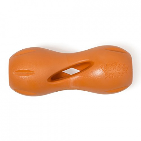 Игрушка для собак гантеля под лакомства Qwizl L оранжевая 17 x 7 см