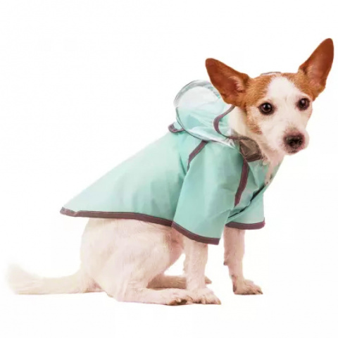 Дождевик для собак с капюшоном M зеленый (унисекс)