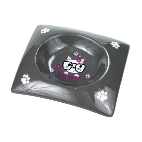 Миска блюдце для кошек 18см черная керамика