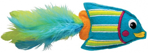 Игрушка для кошек Тропическая Рыбка фетр/перья/кошачья мята голубая 12 см