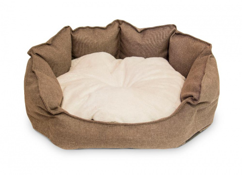 Лежанка для животных Бруно коричневый/бежевый плюшевая подушка, 58х53х20 см