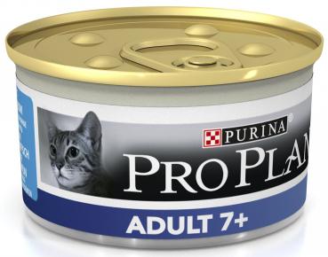 Adult 7+ консервы для взрослых кошек старше 7 лет, паштет с тунцом, 85 г