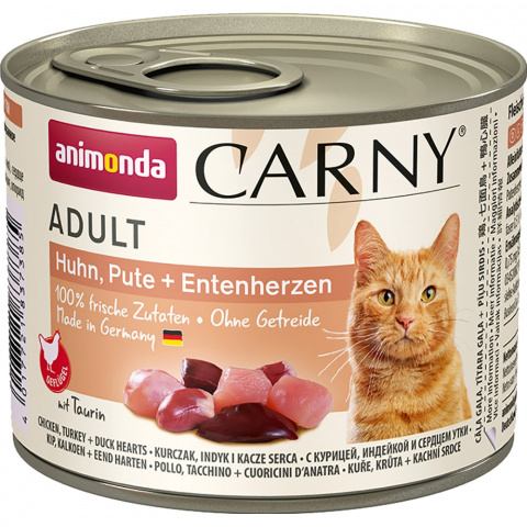CARNY Poultry Adult консервы для кошек с курицей, индейкой и сердцем утки, 200г