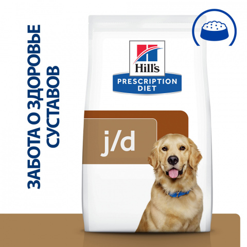 Prescription Diet j/d Сухой диетический корм для собак, способствующий поддержанию здоровья и подвижности суставов, 12 кг
