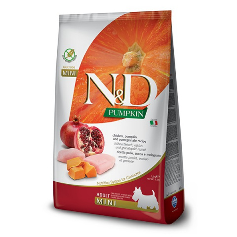 N&D PUMPKIN сухой корм для собак мелких пород, с курицей, тыквой и гранатом, 2,5кг 2