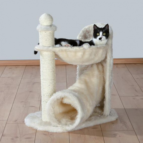 Дом-когтеточка для кошек Gandia лежаком и тоннелем, кремовый, 40х60х68 см