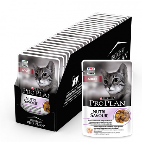 Adult влажный корм для взрослых кошек с индейкой, в желе, 85 г (упаковка)
