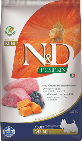 N&D PUMPKIN сухой корм для собак мелких пород, с ягненком, тыквой и черникой, 2,5кг