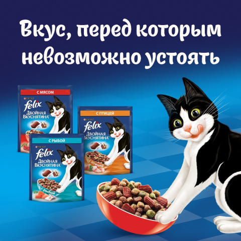Двойная Вкуснятина сухой корм для взрослых кошек для взрослых кошек с мясом, 750 г 3