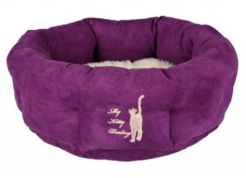 Лежак для животных для кошек Китти Дарлинг с бортиками фиолетовый/бежевый 50 см