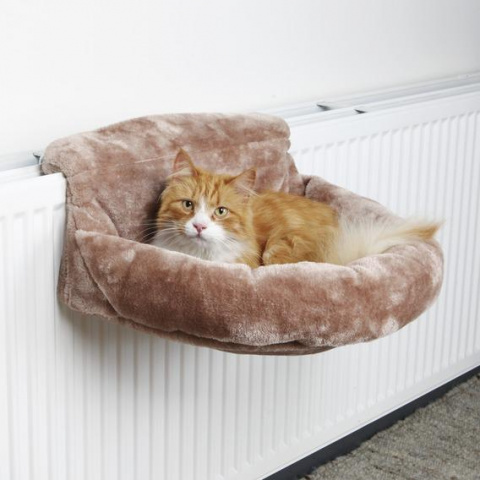 Лежак-гамак подвесной на радиатор для кошек всех размеров, 46х11х33 см, коричневый