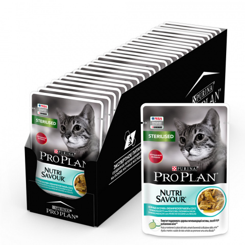 Nutri Savour Sterilised Влажный корм (пауч) для взрослых стерилизованных кошек, с океанической рыбой в соусе, 85 гр. (упаковка)