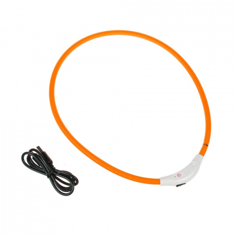 Ошейник для собак средних пород светящий USB зарядка оранжевый 50 см
