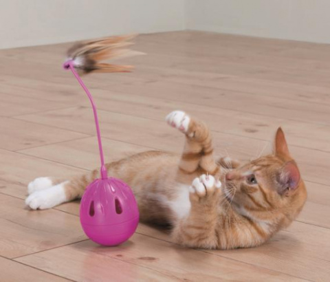 Игрушка для кошек Pop-Up-Egg с перьями и музыкой, пластик, фуксия, 7х24 см 2