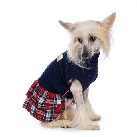 Платье-свитер с юбкой для собак L синий (унисекс)