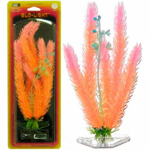Растение для аквариума Клуб Мосс светящееся оранжево-розовое 27 см