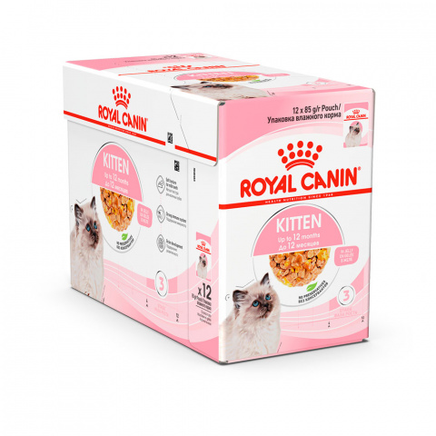 Kitten влажный корм для котят от 4 до 12 месяцев кусочки в желе, 85 г (упаковка)