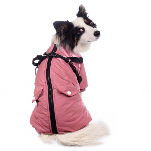 Комбинезон на молнии со шлейкой для собак M розовый (девочка) 8