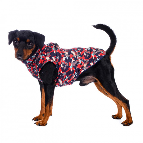 Куртка для собак на молнии красная камуфляж XS 6