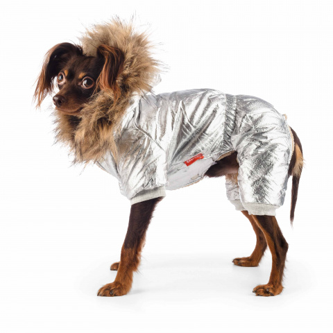 Комбинезон с меховым капюшоном для собак XL серебряный (унисекс) 1