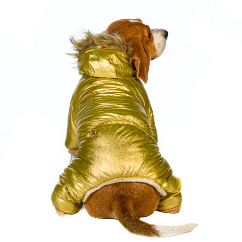 Комбинезон с меховым капюшоном для собак 2XL золотой (унисекс) 1