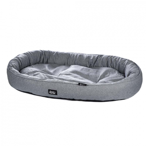 Лежак овальный для собак и кошек средних пород, 86х63х12 см, серый