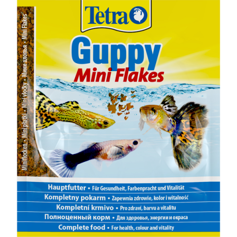 Guppy Mini Flakes корм для живородящих рыб мини-хлопьями, 12 г