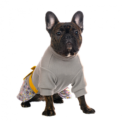 Платье-свитер для собак L серый (девочка) 1