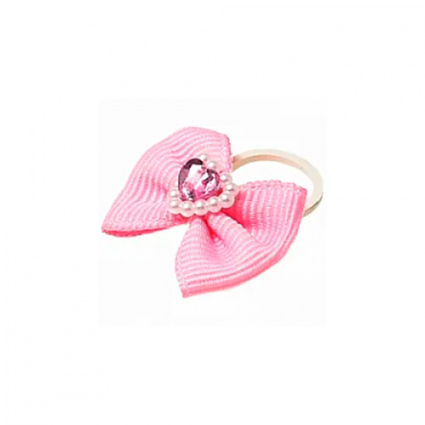 Бантик (пара) розовый (розовый камень-сердечко + жемчуг) 1