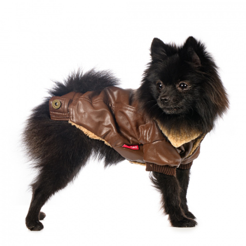 Куртка для собак коричневая кожзам