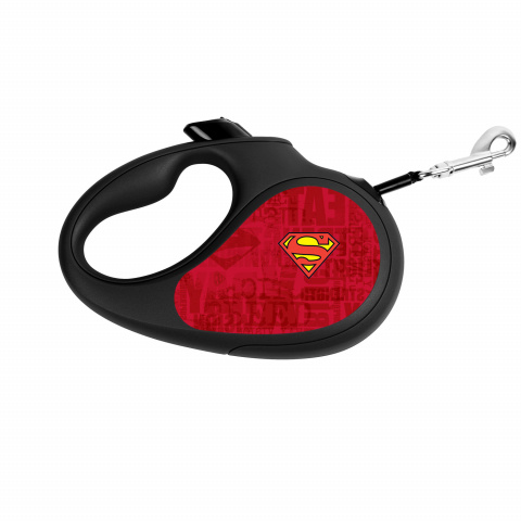 Поводок-рулетка WAUDOG с рисунком Супермен Лого Красный, размер S, до15 кг, 5м черная