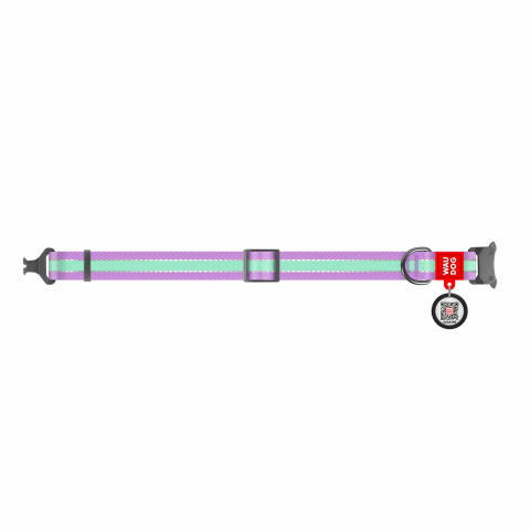 Ошейник WAUDOG Nylon светонакопительный (ширина 20мм, длина 24-40см)металлическая пряжка-фасткес, фиолетовый