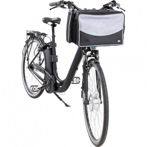 Сумка-переноска на велосипед для собак мелкого размера, 41х26х26 см, серая-черная 1