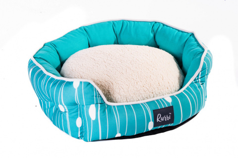 Лежак с меховой подушкой Лин для кошек и собак мелких пород, 58х50х15 см, голубой 2
