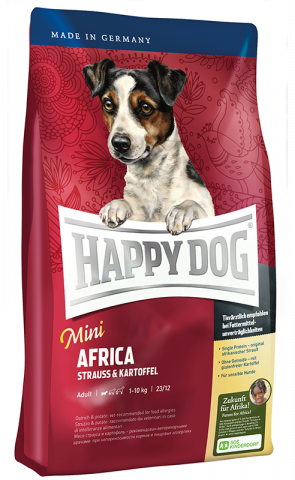 Mini Africa корм для собак мелких пород весом до 10 кг при чувствительном пищеварении, с мясом страуса и картофелем, 4 кг