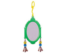 Игрушка д/птиц - Овальное зеркало с колокольчиками, пластик,Fancy Mirror Toy for birds