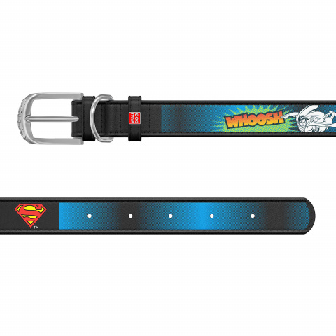 Ошейник WAUDOG Design с рисунком Супермен 2, премиум кожа, металлическаяпряжка (ширина 12 мм, длина 21-29 см) черный 2